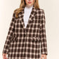 And The Why Full Size Plaid Brushed One Button Blazer - DAVERRI FASHIONS