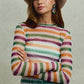 SO ME Mardi Gras Color Stripe Stretch Mesh Top in rainbow hues