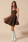 SO ME Mineral Washed Leopard Flare Cami Dress - DAVERRI FASHIONS