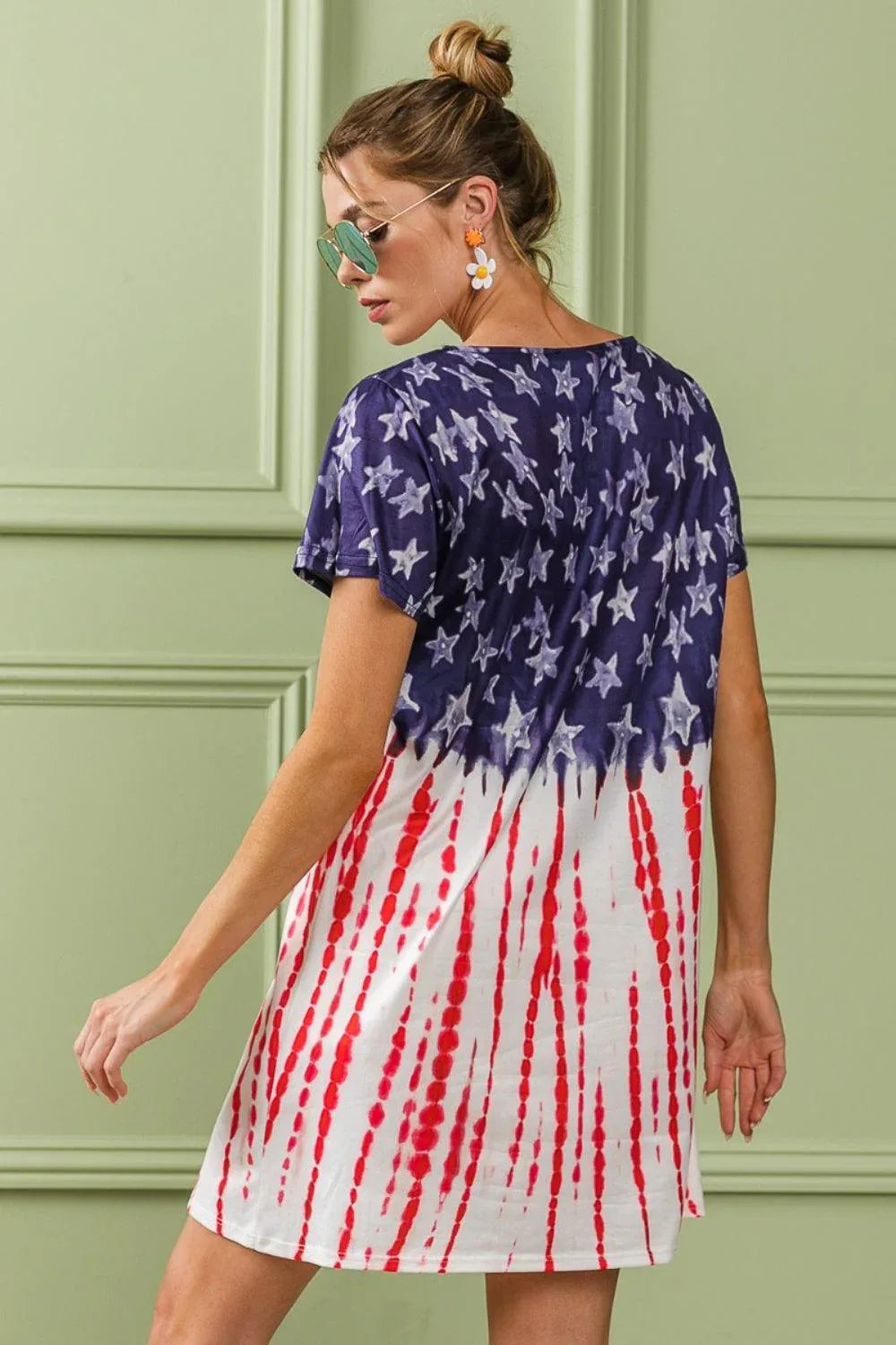 BiBi American Flag Theme Tee Dress - DAVERRI FASHIONS