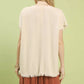 Umgee oatmeal sheer linen blend top with embroidered frayed hem and short sleeves