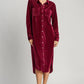 Umgee Texture Curved Hem Button Down Shirt Dress Burgundy Midi Dresses