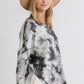 Umgee Full Size Tie Dye Round Neck Ribbed Button Front Top Plus Size