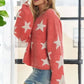 ADORA Plus Size Star Contrast Round Neck Sweater - DAVERRI FASHIONS