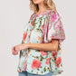 SAGE+FIG Plus Size Floral Mineral Wash French Terry Button Up Shirt