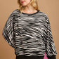 Umgee Zebra Striped Fleece Pullover Sweater Shirt - DAVERRI FASHIONS