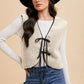 Annie Wear V-Neck Tie Detail Vest Coat Cream Vests