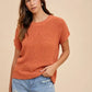 Annie Wear Round Neck Short Sleeve Sweater Terracota - DAVERRI FASHIONS