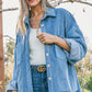 And The Why Button Down Corduroy Contrast Texture Long Sleeve Shacket Blue Shackets
