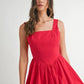 MABLE Poplin Square Neckline Bubble Mini Dress