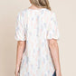 BOMBOM Round Neck Puff Short Sleeve Blouse