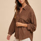 Annie Wear Openwork Button Down Drop Shoulder Shirt Tops