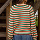 Rainbow Striped Pullover Sweater - DAVERRI FASHIONS