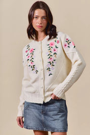 SO ME Floral Embroidered Coquette Sweater Cardigan | Cardigans Daverri Fashions