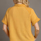 Umgee Full Size Waffle-Knit Short Sleeve Button Down Shirt Plus Size