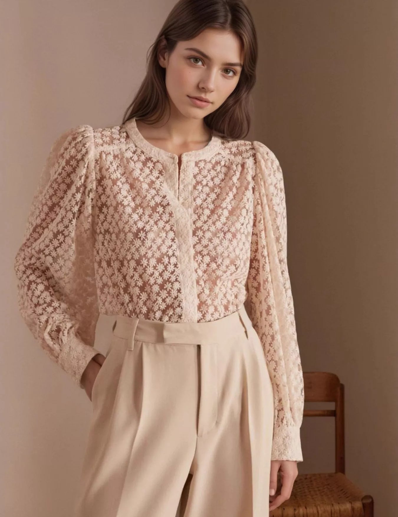 White Lace Long Sleeve Shirt | Shirts Daverri Fashions