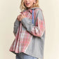 ADORA Button Down Plaid Hoodie Shacket Shackets