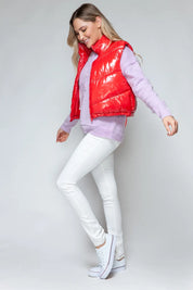 Snobbish Zip Up Turtleneck Shiny Quilted Vest | Vest Jackets Daverri Fashions