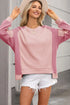 Blush Pink Round Neck Long Sleeve Sweatshirt - DAVERRI FASHIONS