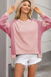 Blush Pink Round Neck Long Sleeve Sweatshirt - DAVERRI FASHIONS