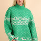 VERY J Christmas Element Mock Neck Long Sleeve Sweater - DAVERRI FASHIONS