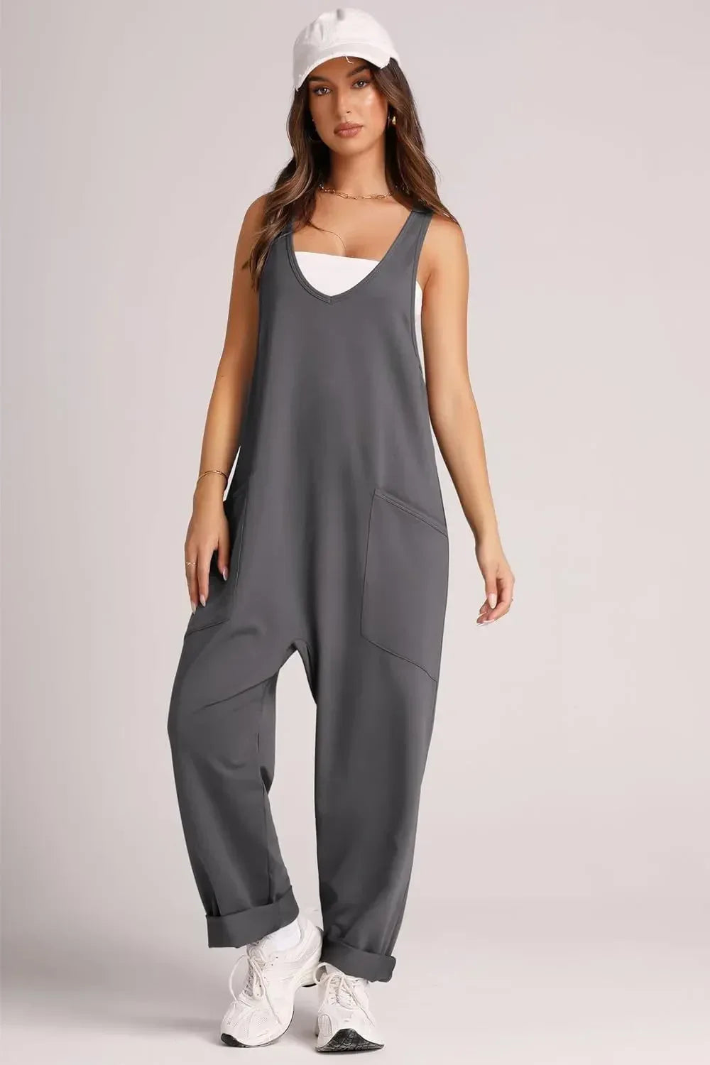 Lovelet V-Neck Wide Strap Overalls - DAVERRI FASHIONS