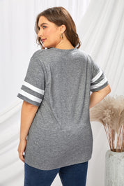 Plus Size Striped V-Neck Tee Shirt | T-Shirts Daverri Fashions