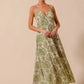 SO ME sage green cream damask maxi dress open back view