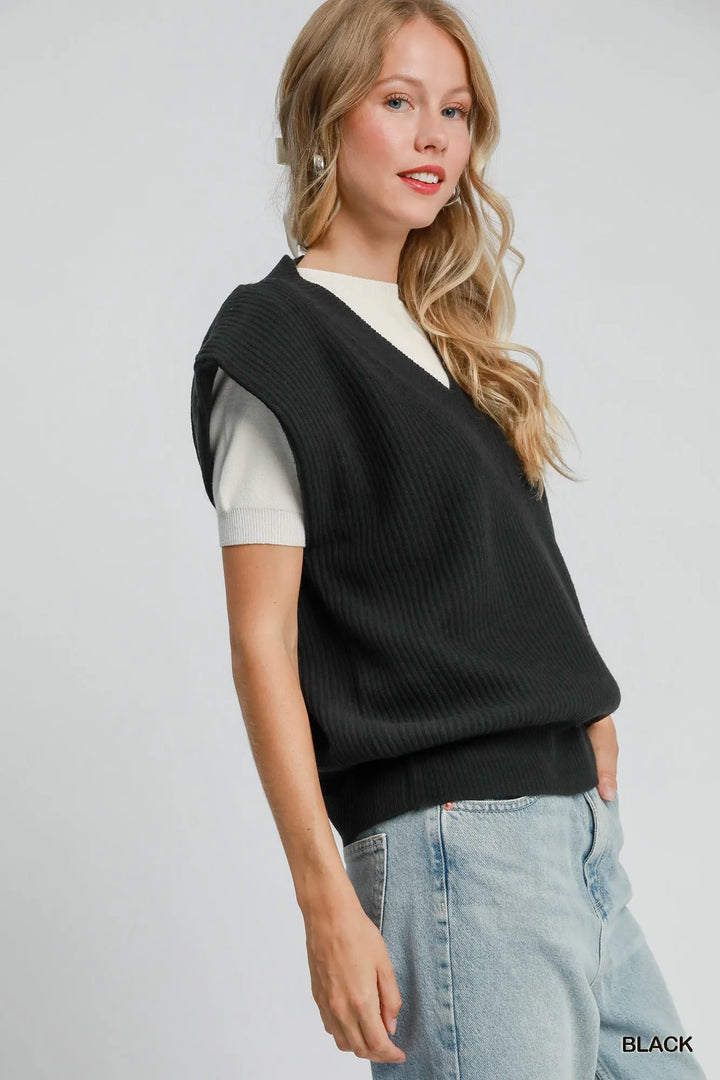 Umgee Oversized V Neck Vest