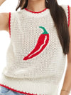Chili Pepper Crochet Knit Tank Top - DAVERRI FASHIONS