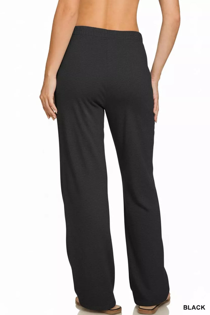 Zenana Fleece Sweatpant with Pockets Black | Sweatpants Daverri Fashions