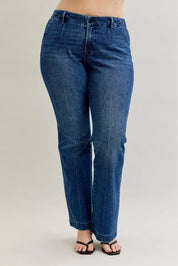 Judy Blue Full Size Mid Rise Bootcut Jeans with Welt Pockets Plus Size | Jeans Daverri Fashions