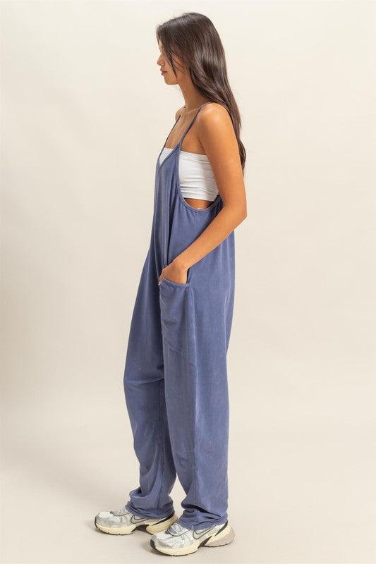 HYFVE Relaxed Fit Mineral Washed Overalls with Pockets Overalls