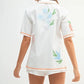 MABLE Embroidered Button Down Shirt and Shorts Set Outfit Sets
