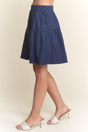 ADORA Elastic Waist Wide Leg Denim Shorts | Denim Shorts Daverri Fashions