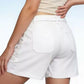 Daverri pocketed denim shorts: white high-waisted with ruffled side seams
