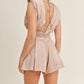 MABLE Draped Romper with Pleated Shoulder Pad Detail - DAVERRI FASHIONS