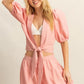 HYFVE Front Tie Top and Bubble Hem Shorts PINK