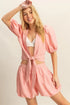 HYFVE Front Tie Top and Bubble Hem Shorts PINK