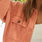 BiBi Washed Button Up Shacket with Chest Pockets