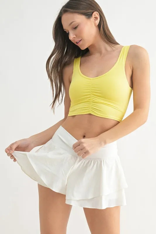 MONO B Ruched Front Active Tank LEMON