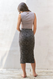Jade By Jane Zebra Print Side Slit Midi Skirt | Skirts Daverri Fashions