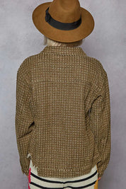 POL Raw Hem Button Up Jacket with Chest Pockets | Jackets Daverri Fashions