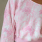 Blush pink floral print one-shoulder oversized sweatshirt with cropped fit