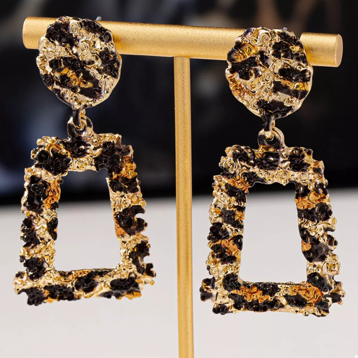 18K Gold-Plated Leopard Dangle Earrings | Earrings Daverri Fashions