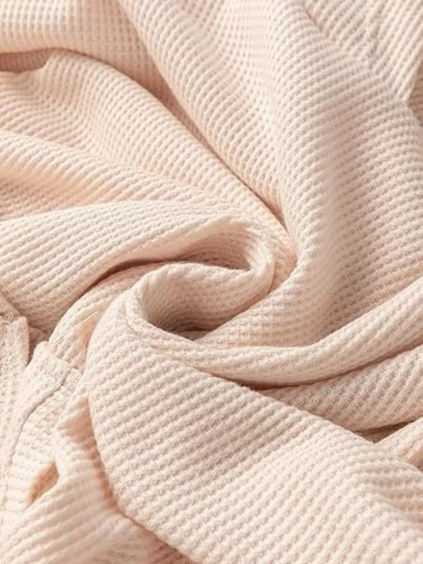 Daverri Fashions oversized drawstring hoodie in soft beige waffle-knit fabric