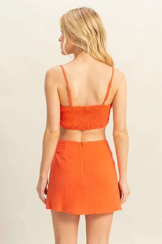 HYFVE Ruched Bra Top and Mini Skirt Set Outfit Sets
