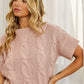 BiBi Cable Knit Textured Sweater Top in dusty rose
