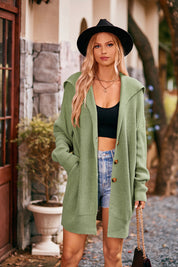 Collared Neck Button-Up Cardigan with Pockets | Cardigans Daverri Fashions