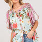 SAGE+FIG Plus Size Floral Mineral Wash French Terry Button Up Shirt